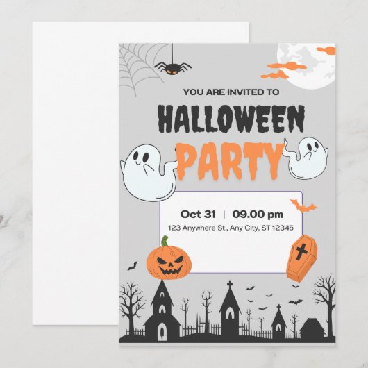 Halloween Feest Uitnodiging (Voorkant / Achterkant)