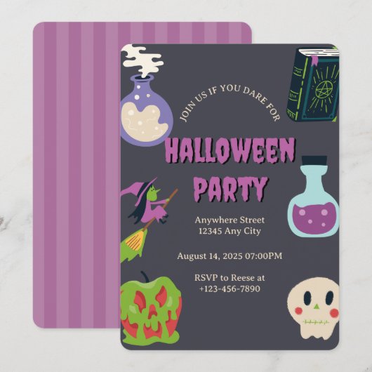 Halloween Feest Uitnodiging (Voorkant / Achterkant)