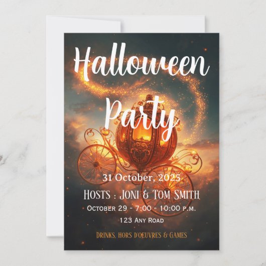 Halloween-feest uitnodiging | Elegante Pompoen Kaa (Voorkant)