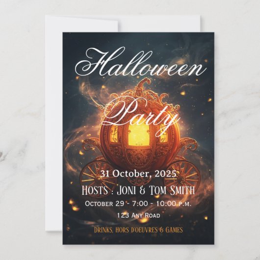 Halloween-feest uitnodiging | Elegante Pompoenkaar (Voorkant)