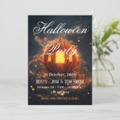 Halloween-feest uitnodiging | Elegante Pompoenkaar (Staand voorkant)