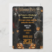Halloween Feest Uitnodiging Griezelframe met Monst (Voorkant)