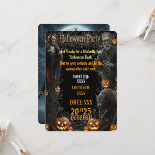 Halloween Feest Uitnodiging Griezelframe met Monst