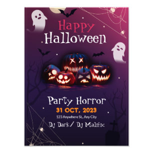 Halloween-feest uitnodiging, Horror-feest Hallowee Foto Afdruk