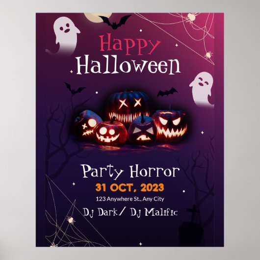 Halloween-feest uitnodiging, Horror-feest Hallowee Poster (Voorkant)