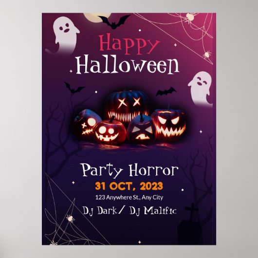 Halloween-feest uitnodiging, Horror-feest Hallowee Poster (Voorkant)