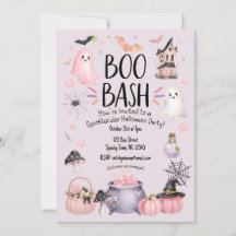 Halloween-feest uitnodiging Meisjesachtig Roze en