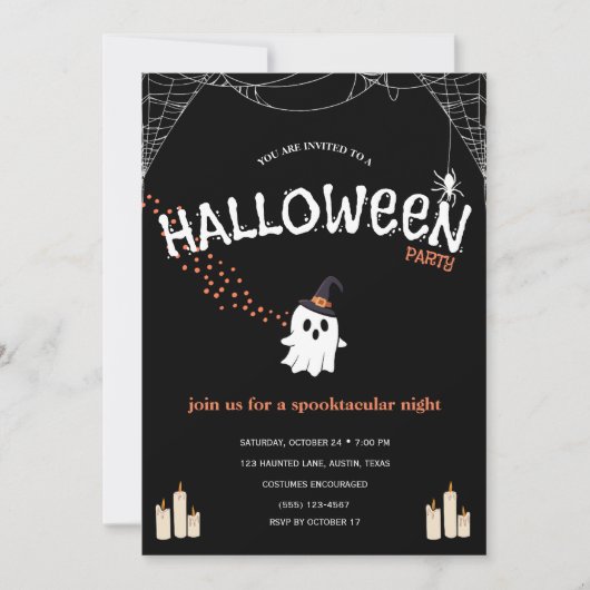 Halloween-feest uitnodiging | Schattig spookachtig (Voorkant)