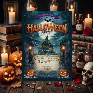 Halloween Feest Uitnodiging Spookachtig Kasteel Gr