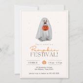 Halloween-feest uitnodiging, spookhond kaart (Voorkant)