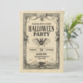 Halloween Feest Vintage Gotische Uitnodiging (Staand voorkant)