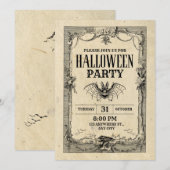 Halloween Feest Vintage Gotische Uitnodiging (Voorkant / Achterkant)