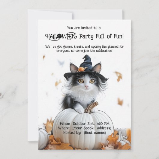 🐈‍⬛Halloween feest vol plezier Kaart (Voorkant)