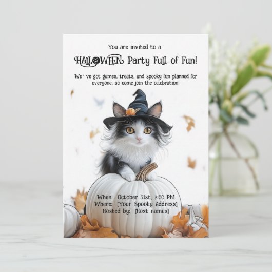 🐈‍⬛Halloween feest vol plezier Kaart (Staand voorkant)