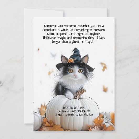 🐈‍⬛Halloween feest vol plezier Kaart (Achterkant)
