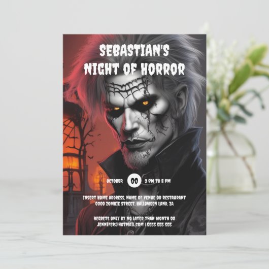 Halloween feest volwassenen gotische vampier man t kaart (Staand voorkant)