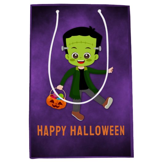 Halloween Feest voor Kids Frankenstein Medium Cadeauzakje (Voorkant)