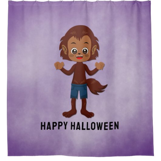 Halloween Feest voor Kinderen Weerwolf Douchegordijn (Voorkant)