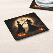 Halloween Feest Wijn Thema Kartonnen Onderzetters (Schuin)