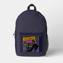 Halloween Feest, Zwarte Kat, Modern, Trendy Bedrukte Rugzak