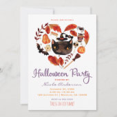 Halloween Feest Zwarte Kat Waterverf Whimsisch Kaart (Voorkant)