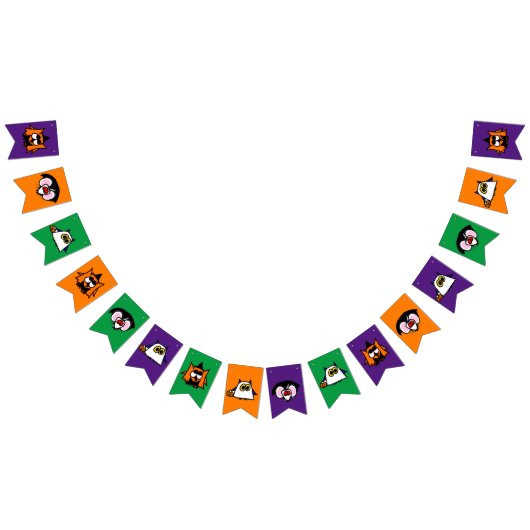 Halloween-feestbanner met Heks, Geest en Vampier Vlaggetjes (Alle)