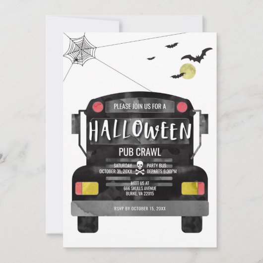 Halloween Feestbus Kaart (Voorkant)