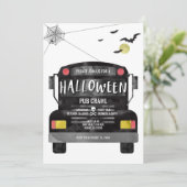 Halloween Feestbus Kaart (Staand voorkant)