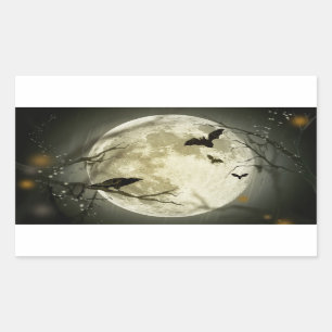 Halloween feestdagen mysterie met sprookjesmaan rechthoekige sticker