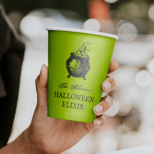 Halloween feestdrankje grappige groene ketel papieren bekers
