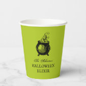 Halloween feestdrankje grappige groene ketel papieren bekers (Achterkant)