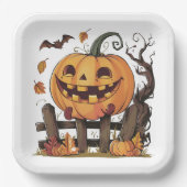Halloween Feestelijke Pompoen Papier Bord (Voorkant)