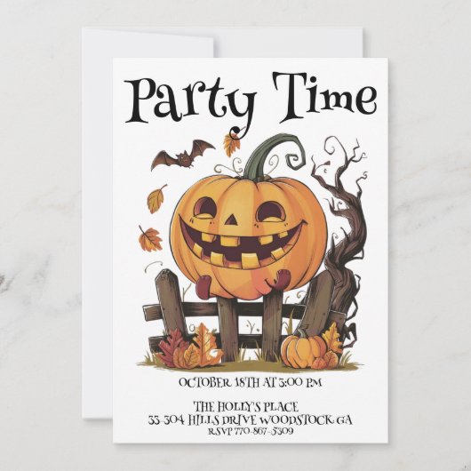 Halloween feestelijke pompoen uitnodiging (Voorkant)