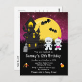 Halloween Feestelijke Verjaardags Mummie Roze Briefkaart (Voorkant / Achterkant)