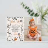Halloween-feestfoto Bedankkaart (Staand voorkant)