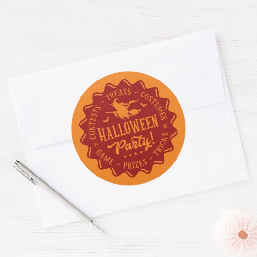 Halloween Feestheks Ronde Sticker (Envelop)