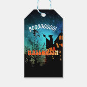 Halloween Feestheksen Donker Huis Sinaasappel Cadeaulabel (Voorkant)
