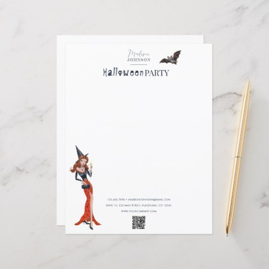 Halloween Feestinfo zakelijk Papier Blad (Voorkant / Achterkant in situ)