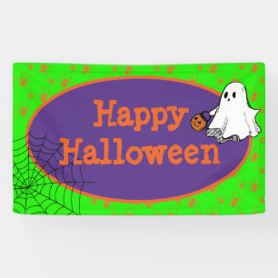 Halloween Feestje Schattig Geest Trick or Treat Spandoek