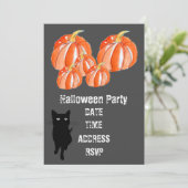 Halloween-feestje schattige pompoenen met zwarte k kaart (Staand voorkant)