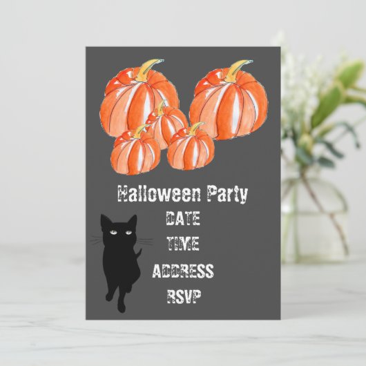 Halloween-feestje schattige pompoenen met zwarte k kaart (Staand voorkant)