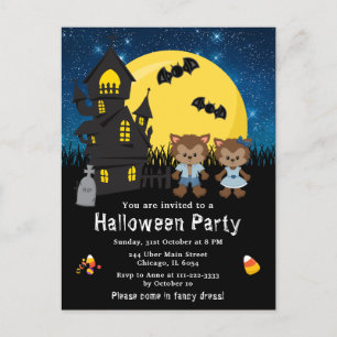 Halloween Feestje Verkleedfeest Weerwolf Blauw Briefkaart
