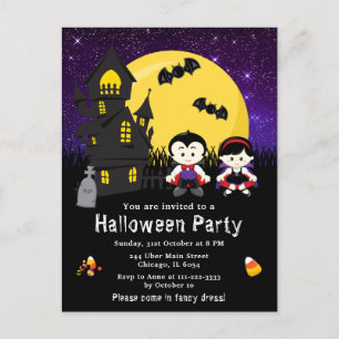 Halloween Feestje Verkleedpartij Vampiers Paars Briefkaart