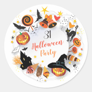 Halloween-feestkarakters Trendy ontwerp op maat Ronde Sticker