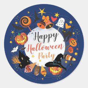 Halloween-feestkarakters Trendy ontwerp op maat Ronde Sticker