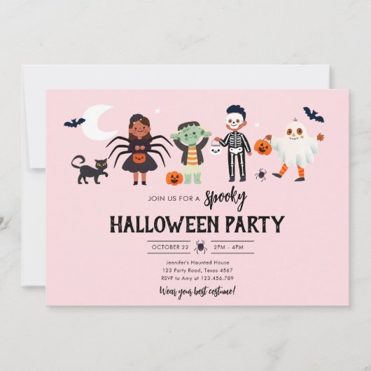 Halloween Feestkostuum Griezelige Kinderen Verjaar Kaart (Voorkant)