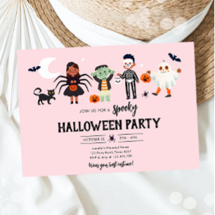Halloween Feestkostuum Griezelige Kinderen Verjaar Kaart
