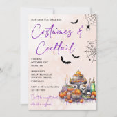 Halloween Feestkostuums & Cocktails Uitnodiging (Voorkant)