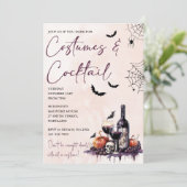 Halloween Feestkostuums & Cocktails Uitnodiging (Staand voorkant)