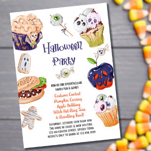 Halloween-feestmaal en spookachtig plezier kaart